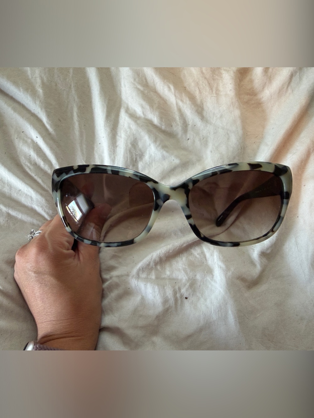 kate spade Black and White Tortoise Oversized Women's Sunglasses